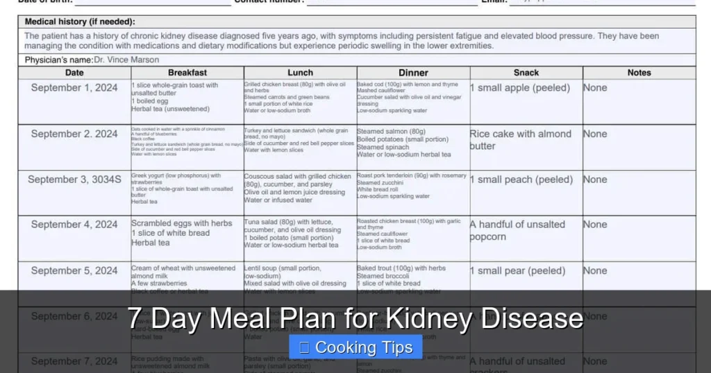 7 Day Meal Plan for Kidney Disease