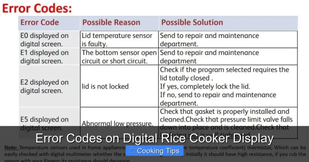 Error Codes on Digital Rice Cooker Display