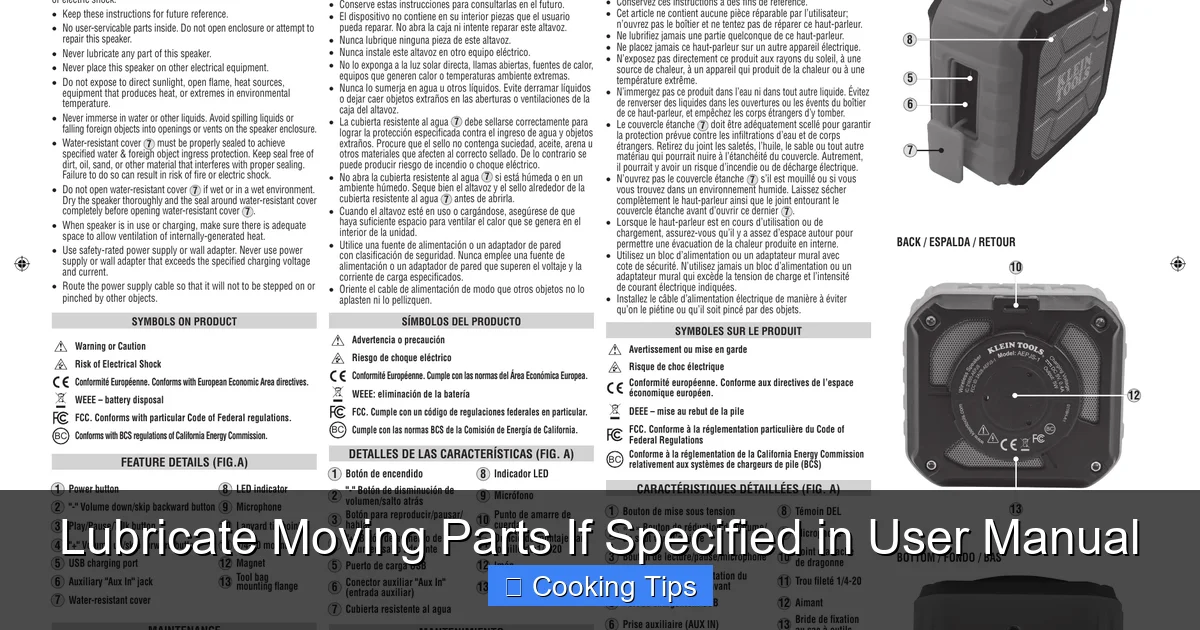 Lubricate Moving Parts If Specified in User Manual